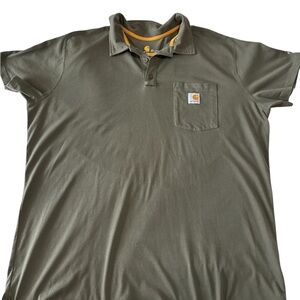 Carhartt Force Mens 2XL Polo Shirt Relaxed Fit Pocket Logo Short Sleeve Green